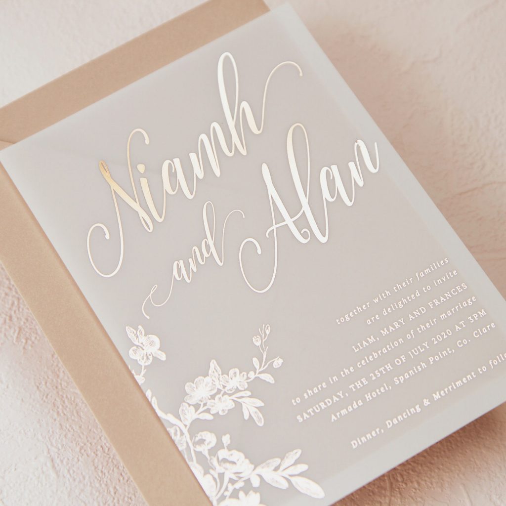 Blush And Vellum Transparent Invitation With Rose Gold Foil 