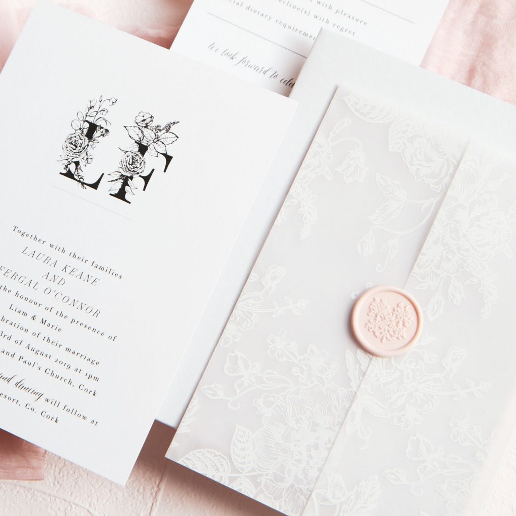 Rustic elegant vellum transparent invitation Wedding
